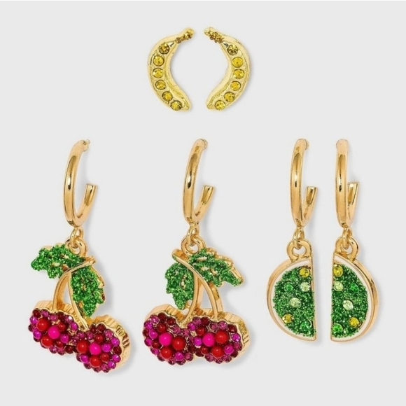 🔹️ Sugarfix🔹️ Sweet 🍌and Sour 🍒Fruit Earrings ✨️🍍  NWT!! - Picture 1 of 2